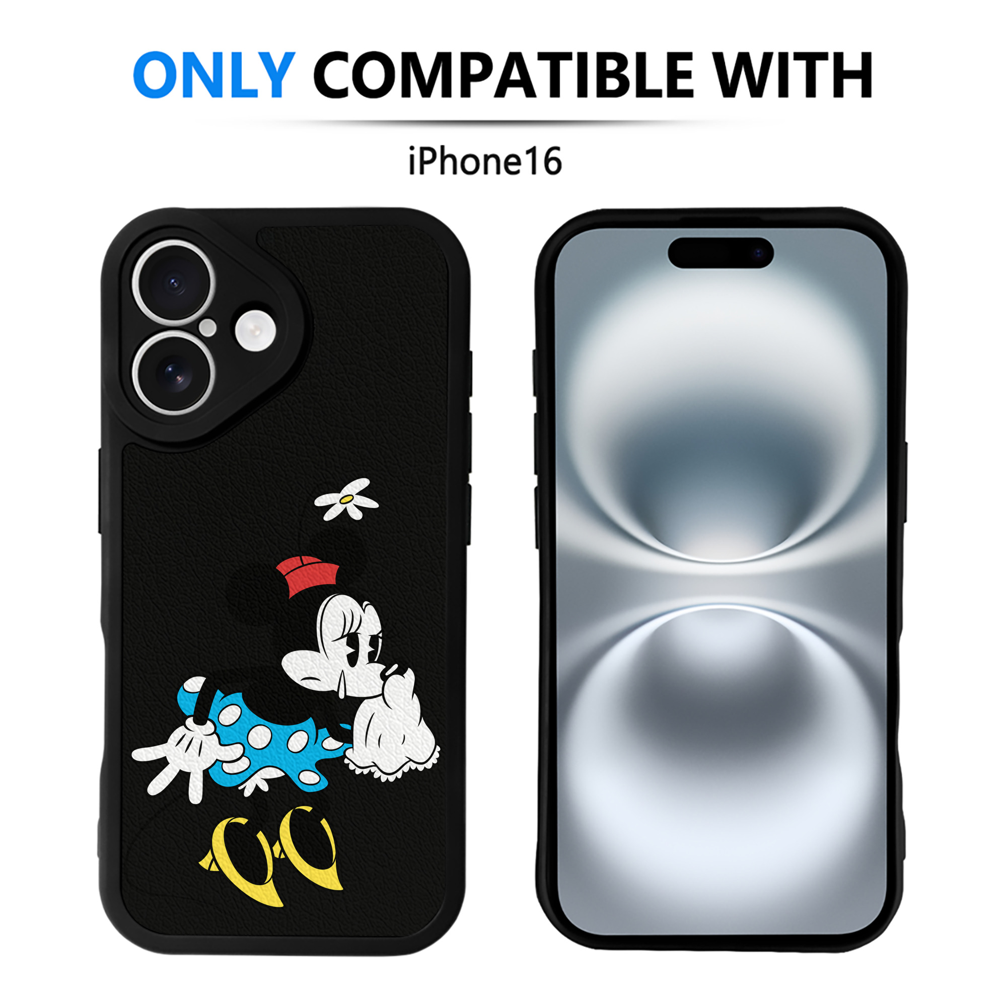 （画像用） ミッキーマウス Mickey Mouse 【iPhone 16シリーズ対応】シリコンスマホケース（レザー調） 材質：シリコン